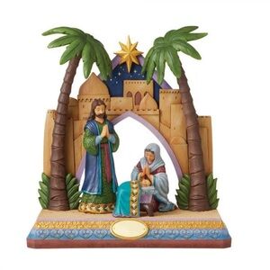 Jim Shore Nativity Scene with Green and Blue Accents